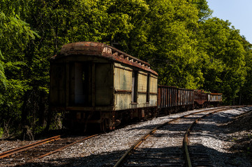 Fototapeta na wymiar Derelict Train Cars - Abandoned Railroad in Kentucky