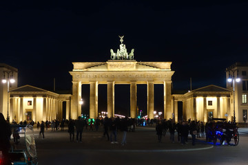 Brandenburg gate at night front view