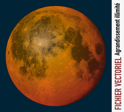 lune - clair de lune - lune rousse - vecteur - espace - planète - satellite - illustration