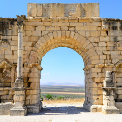 Roman arch in Volubilis, Morocco