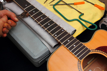 Acoustic Guitar on the Luthier Table