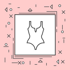 Female Underwear Or Swimming Suit Icon Thin Line In Pink Frame Vector Illustration