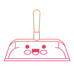 kawaii hand dustpan with wooden stick in degraded yellow to magenta silhouette