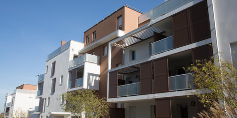 Modern apartments loft building in exterior view