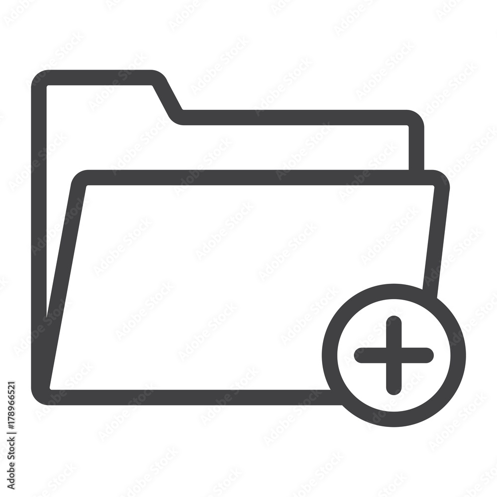 Poster add folder line icon, web and mobile, add file sign vector graphics, a linear pattern on a white bac