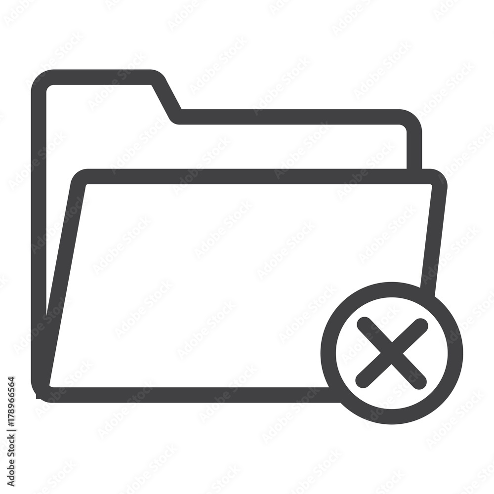 Aufkleber delete folder line icon, web and mobile, delete file sign vector graphics, a linear pattern on a whi