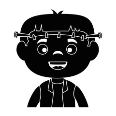 little boy disguised as a Frankenstein