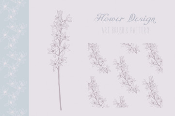 Obraz premium Flower Design. Art Brush and Pattern. Vector Illustration