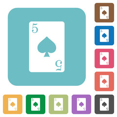 Five of spades card rounded square flat icons