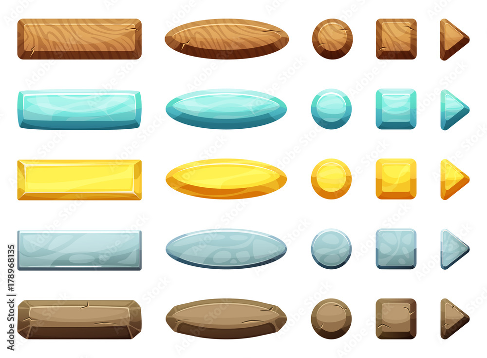 Canvas Prints horizontal, circle, triangle and square shapes of cartoon buttons. illustration for game design proj