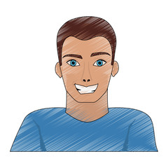 man smiling handsome young portrait icon image vector illustration design