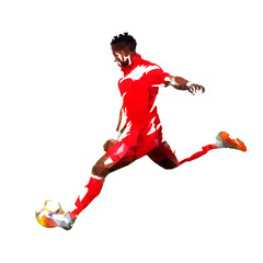 Fototapeta na wymiar Soccer player, low poly vector illustration