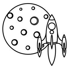 Obraz premium moon satellite with rocket flying