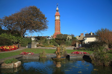 Jubilee Gardens with iconic Victorian Clock Tower in Seaton, East Devon