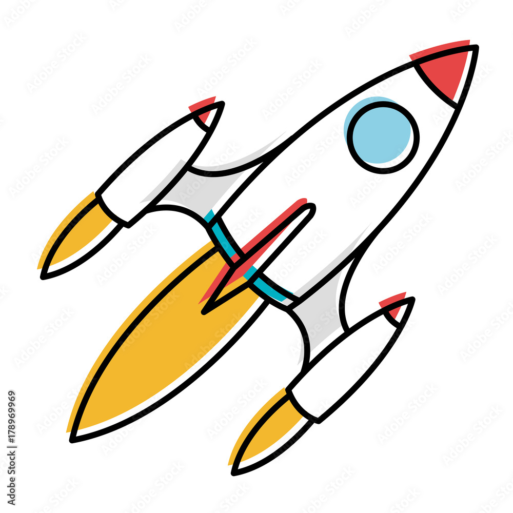 Poster space rocket isolated icon