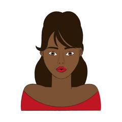 woman dark skin young pretty portrait icon image vector illustration design