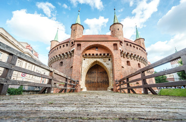 Historic Barbican built in XVth century, Krakow, Poland - obrazy, fototapety, plakaty