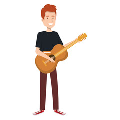 man playing guitar character