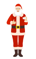 Santa Claus showing  the business card and thumb up
