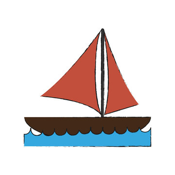 sailboat on water icon image vector illustration design