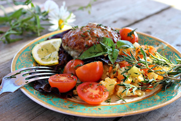 Food, cutlet with vegetables