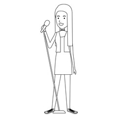 woman singing with microphone