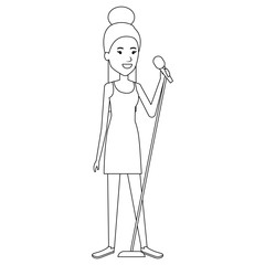 woman singing with microphone