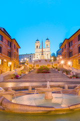 Fototapeta na wymiar The church of Trinita dei Monti at the Spanish Steps (Piazza di Spagna)