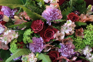 Solemn bouquet of flowers for beautiful ladies, bunch of roses