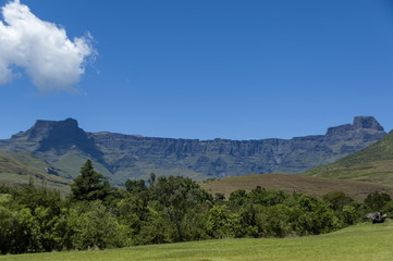 Landscape to Amphitheatre in Drakensberg mountain, South Africa