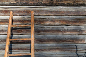 Wooden Wall and Ladder Of Ancient House