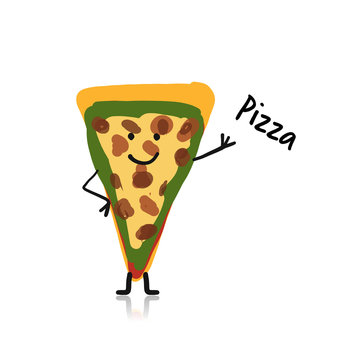 Pizza slice character, sketch for your design