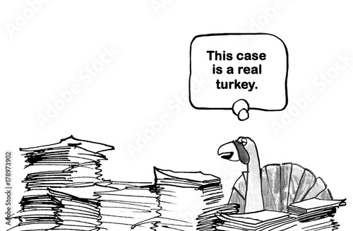 \u0026quot;Legal cartoon showing a turkey lawyer with a lot of papers saying ...