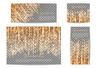 Collection of shimmering banners with golden glitter and starlight for the Christmas decoration of congratulations. © SvetlanaWSE