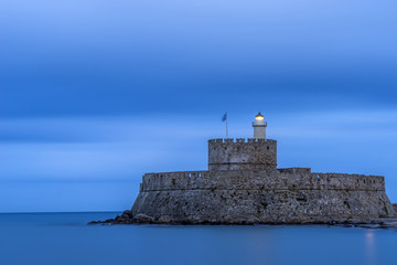 Fototapeta na wymiar Agios Nikolaos fortress on the Mandraki harbour of Rhodes