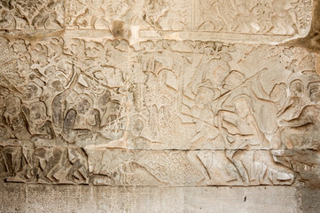 Fototapeta na wymiar A Bas-Relief Statue of Khmer Culture