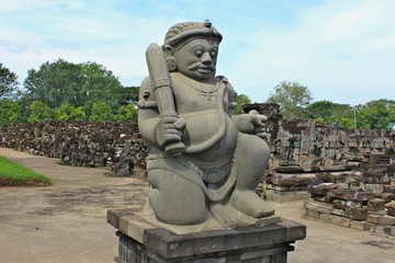 Sewu Temple is the second largest Buddhist temple complex in Java; built in 8th century; guarded by two Dwarapala statues