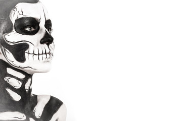 Attractive girl with skeleton makeup