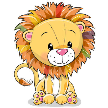 Cute Cartoon lion isolated on a white background
