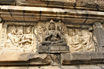 Wall relief in Prambanan temple - 9th-century Hindu temple, the largest Hindu temple site in Indonesia.