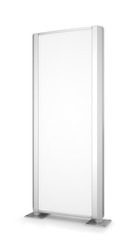 Подставка баннер, стоять на белом фоне. Лайтбокс. 3d иллюстрации