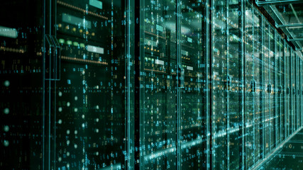 Server room or server computers.3d rendering.