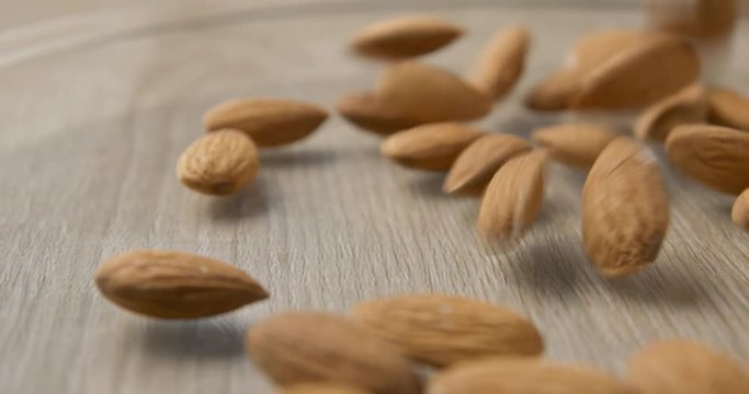 Almonds falling slowmotion &ndash; orginal file&nbsp;: 4K DCI, PRO RES 444, 12 bits