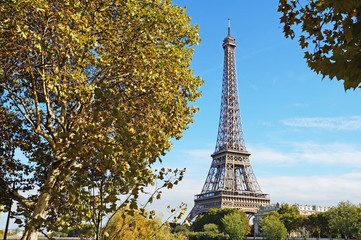 Sunny Paris. Eiffel Tower on a sunny day.