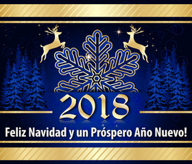 Corporate greeting card designed for the Spanish-speaking market. Text translation: Merry Christmas and a Happy new Year!