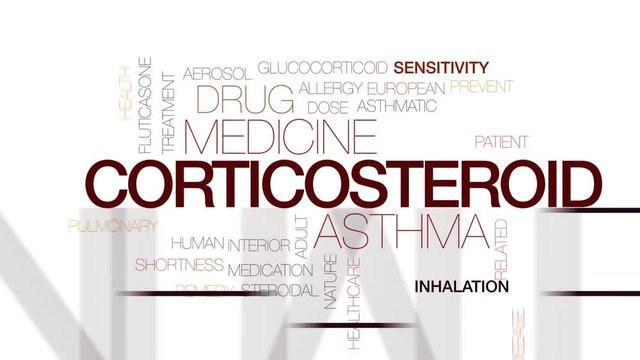 Corticosteroid animated word cloud, text design animation. Kinetic typography.