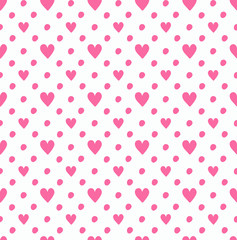 Vector Illustration with Hearts. Abstract Cute Seamless Pattern.