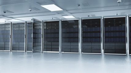 Server room or server computers.3d rendering.	