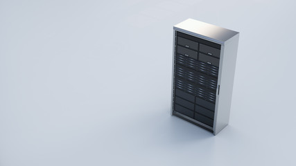 A single processor in the whtie room , server computers.3d rendering.