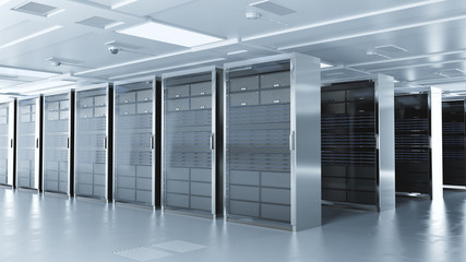 Server room or server computers.3d rendering.	
